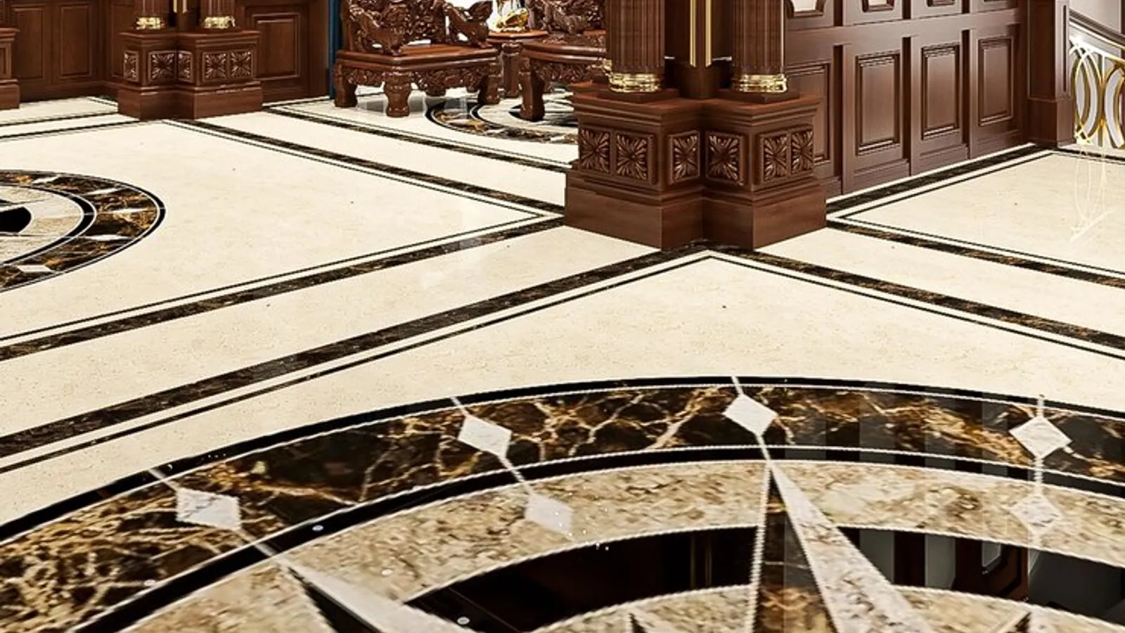 Elegant eingerichtetes Wohnzimmer mit grossen Fenstern und Designermöbeln